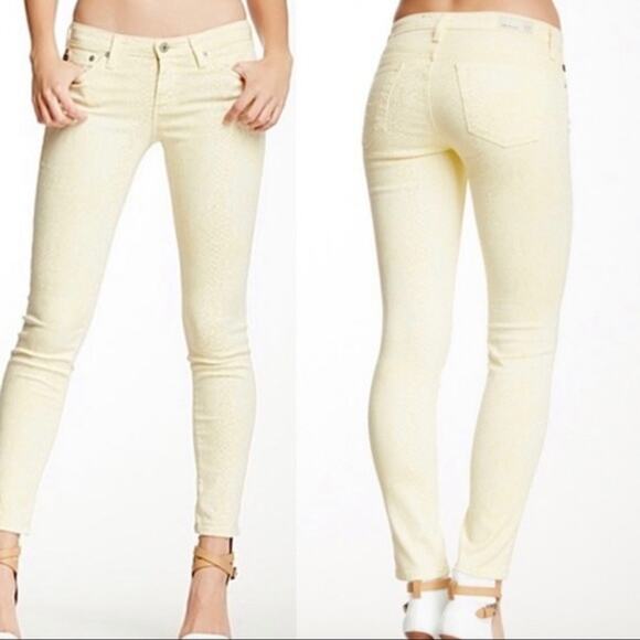 Adriano Goldschmied The Legging Super Skinny Ankle Jean Snake Print Yellow Sz 29 - Picture 10 of 10